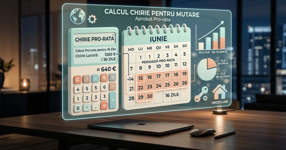 Calcul chirie pe zile pentru mutări la mijlocul lunii