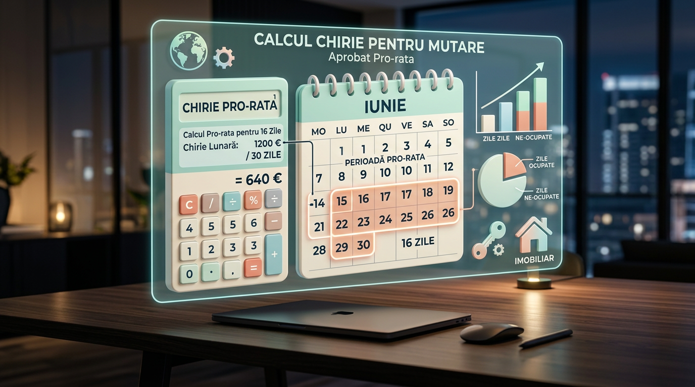 Calcul chirie pe zile pentru mutări la mijlocul lunii