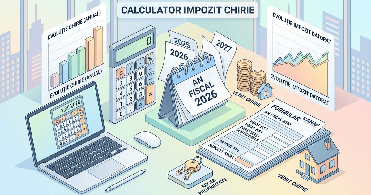Calculator impozit chirie pentru 2024, 2025 și 2026