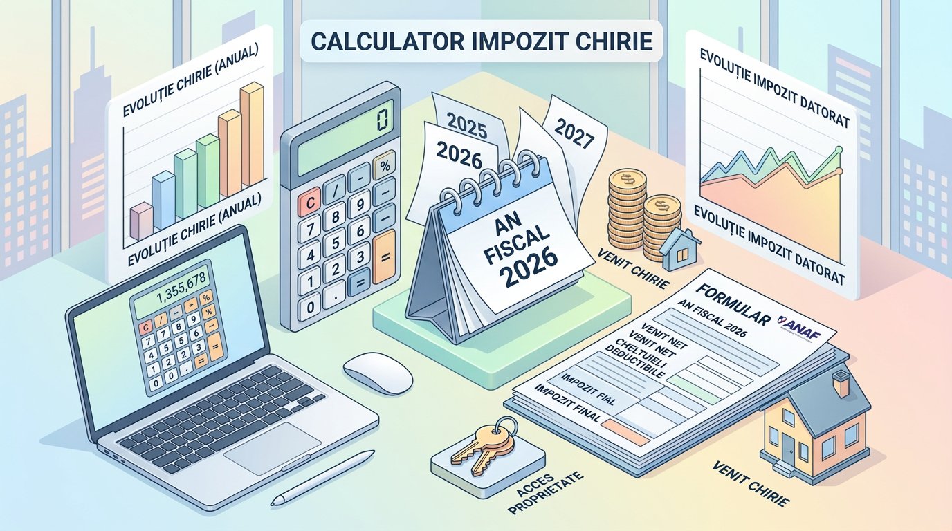 Calculator impozit chirie pentru 2024, 2025 și 2026