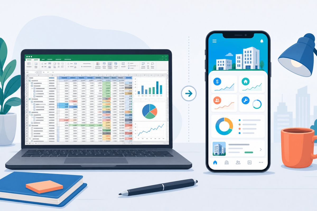 Excel vs aplicație de gestiune chirii — tabel comparativ