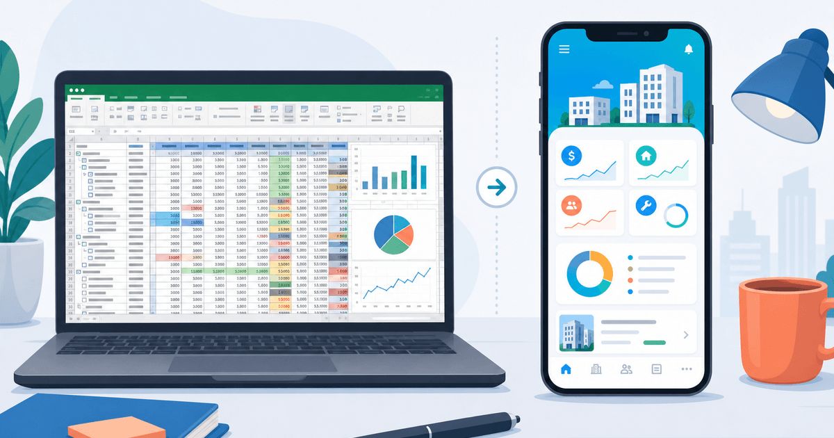 Excel vs aplicație de gestiune chirii — tabel comparativ