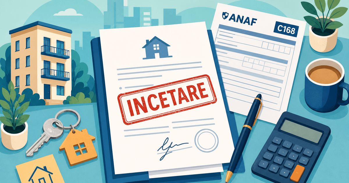 Încetare contract închiriere ANAF și depunere formular C168 în SPV Încetare contract închiriere ANAF și depunere formular C168 în SPV